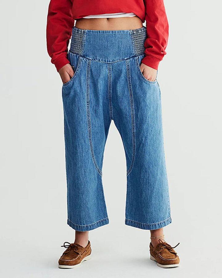 Washed Cropped Straight-Leg Pants