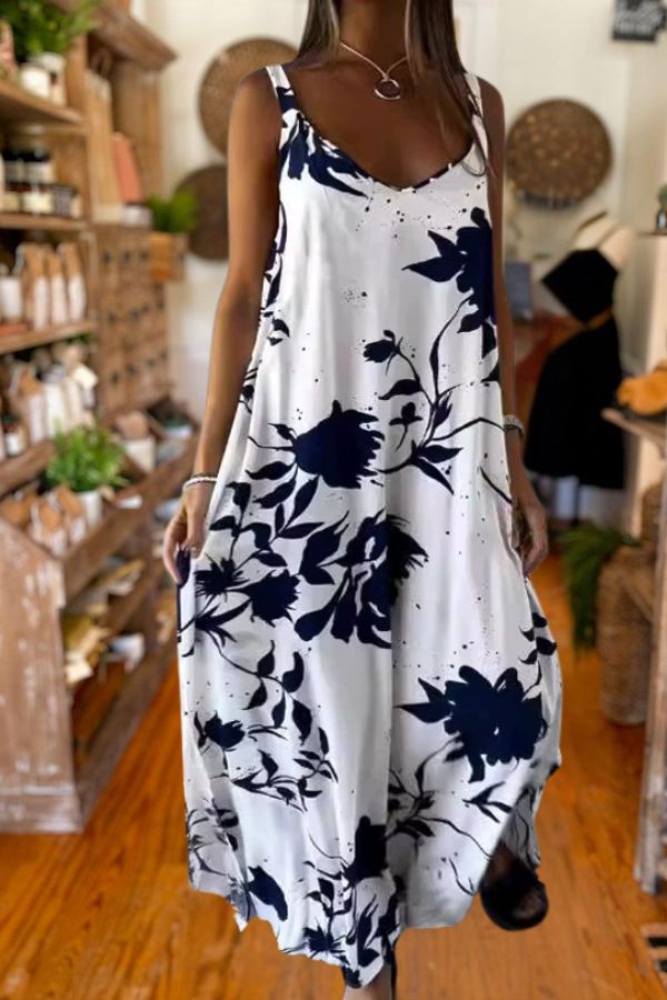 Comfortable Printed Halter Backless Dress