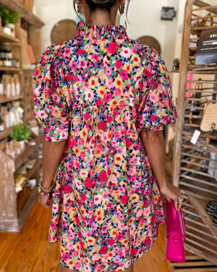 Garden Print Short Dress 
