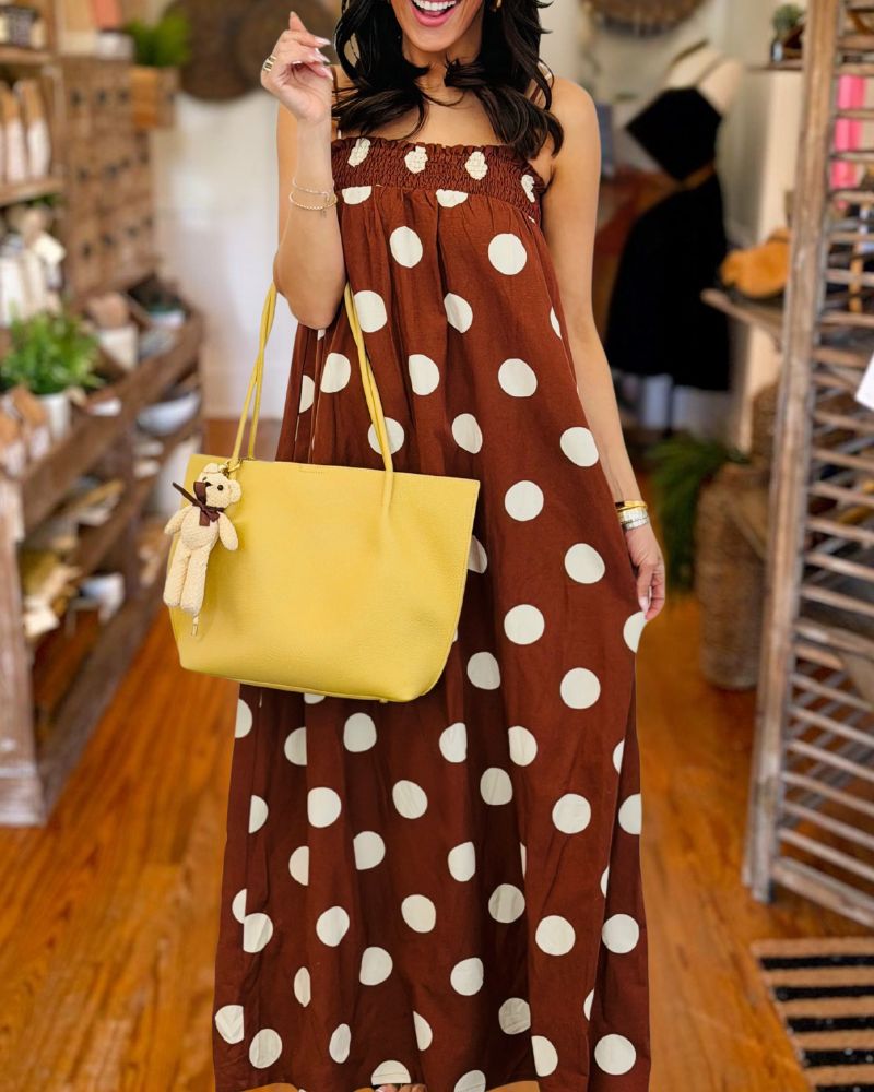 Boho Chic Polka Dot Strapless Maxi Dress
