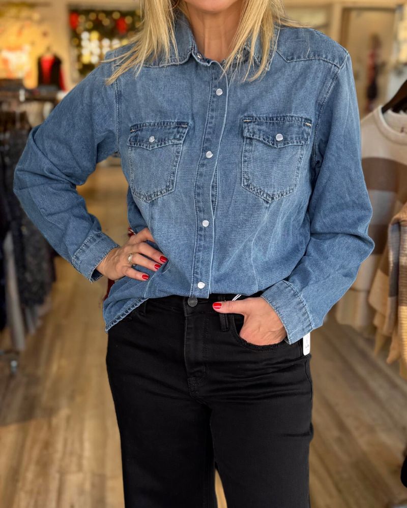 Slim Fit Washed Denim Shirt