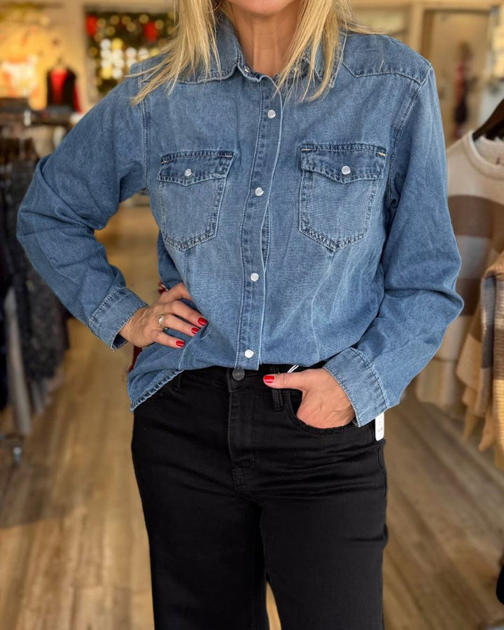 Slim Fit Washed Denim Shirt