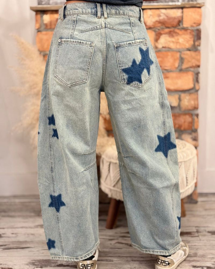Casual Star Print Carrot Jeans