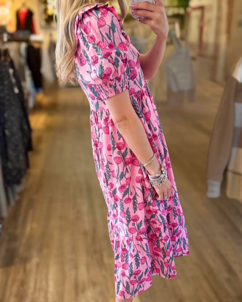 Elegant Holiday Print Swing Dress