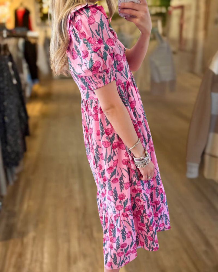 Elegant Holiday Print Swing Dress