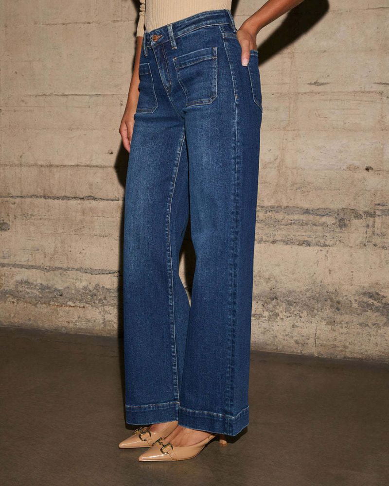 Retro Slim Wide-Leg Straight Jeans