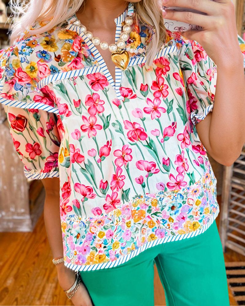 Floral Print Chiffon Shirt