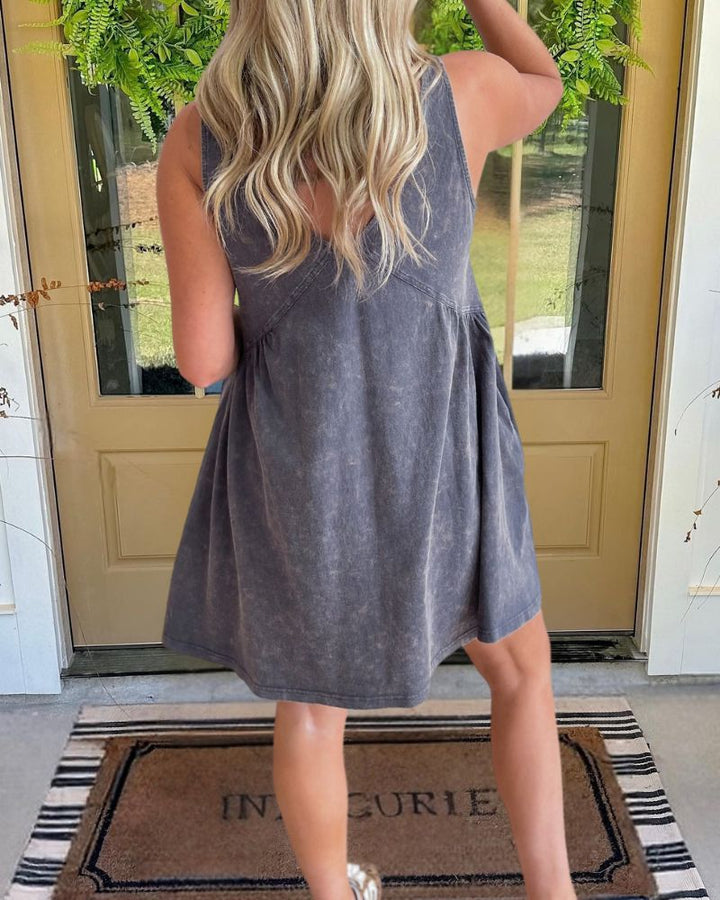 Vest Pocket Smocked Dress