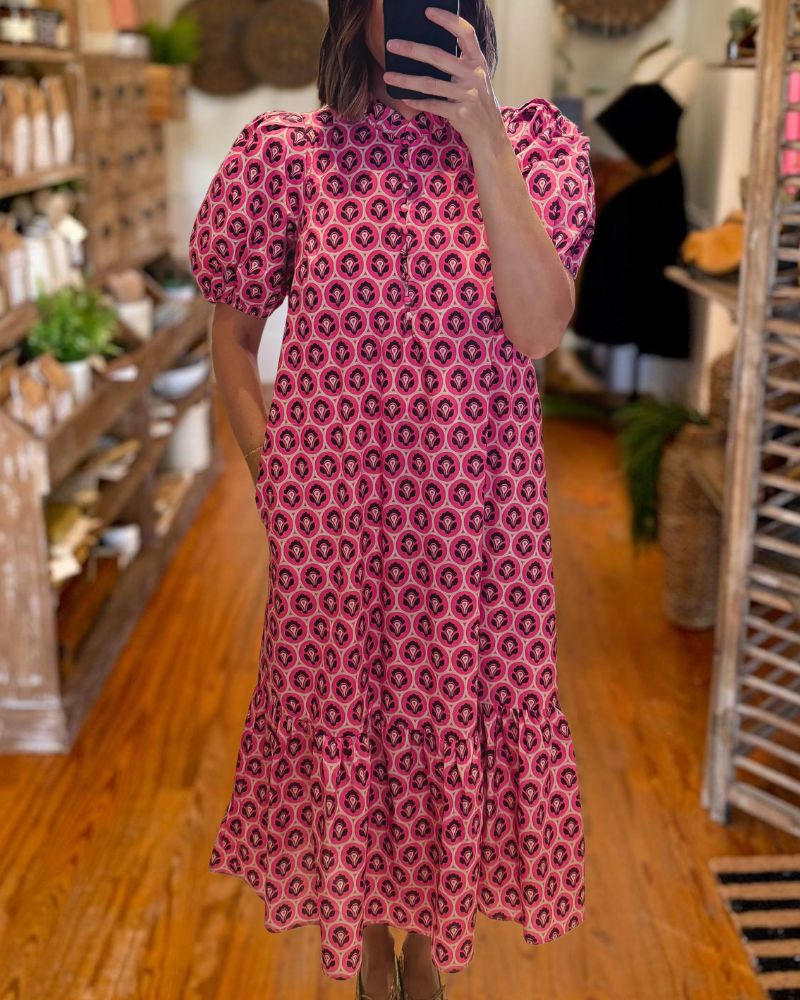 Chic Geometric Print Midi Dress 