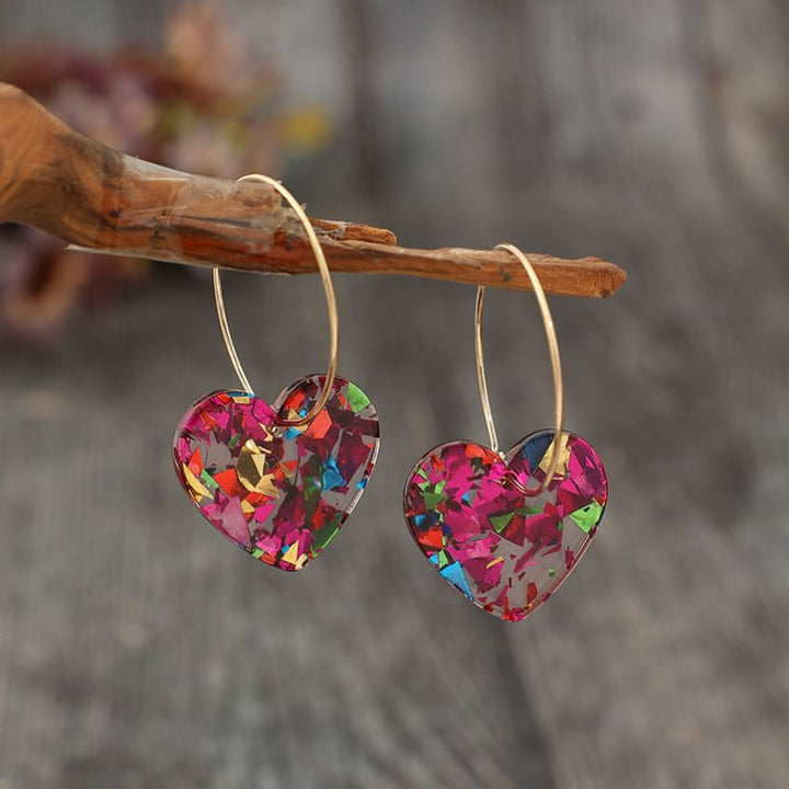 Sparkling Sequin Heart-Shaped Earrings