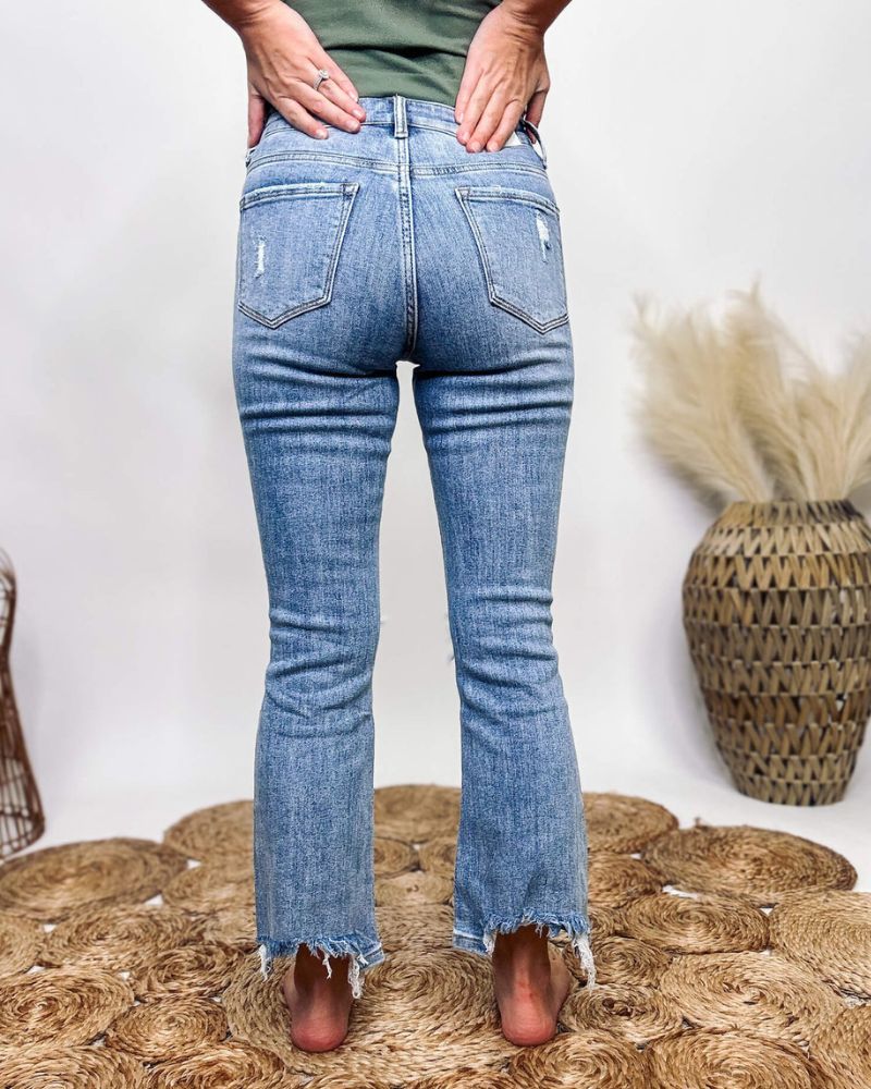 Trendy High Waist Tassel Ripped Wide Leg Jeans