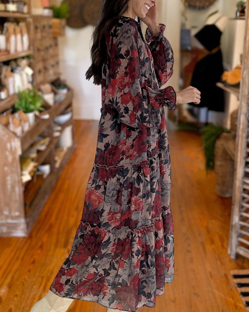 Fashion Floral Print Swing Dress