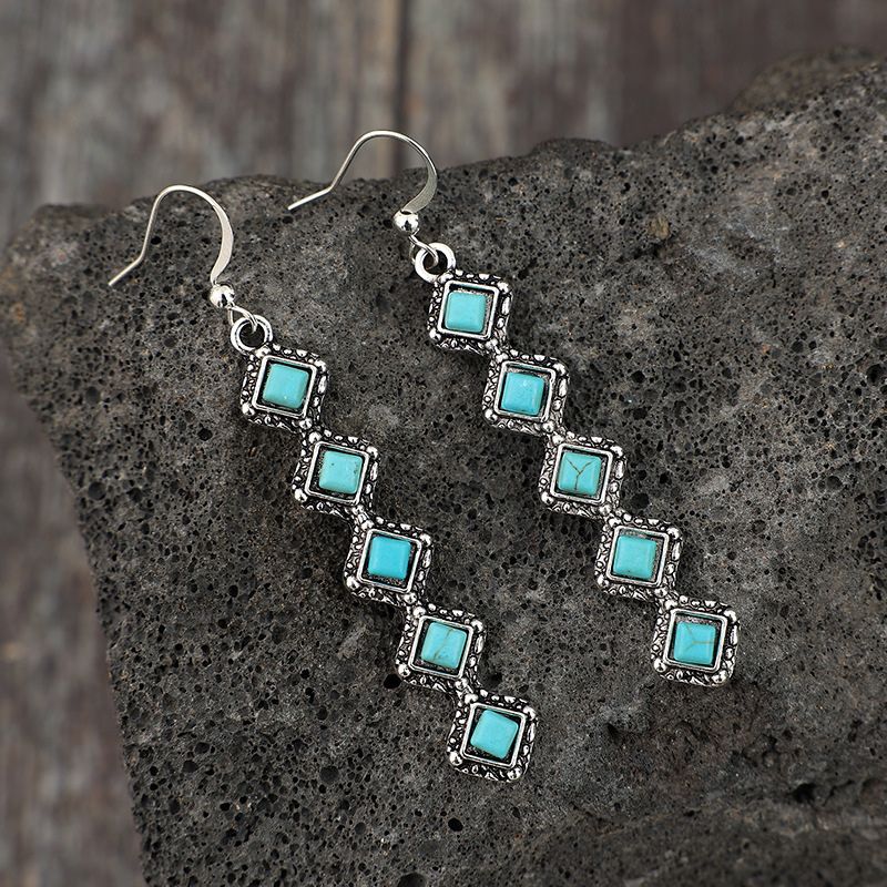 Retro Long Turquoise Earrings