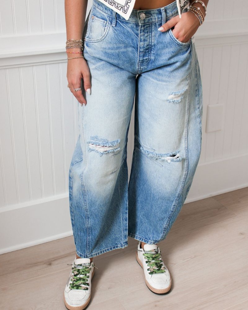 Vintage Distressed Hip-Hop Banana Jeans