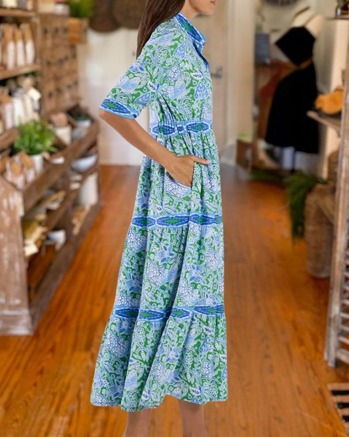 Chic Printed Tiered Midi Dress
