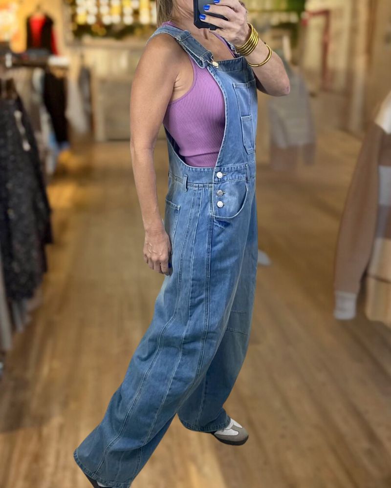 Casual Loose Washed Denim Overalls