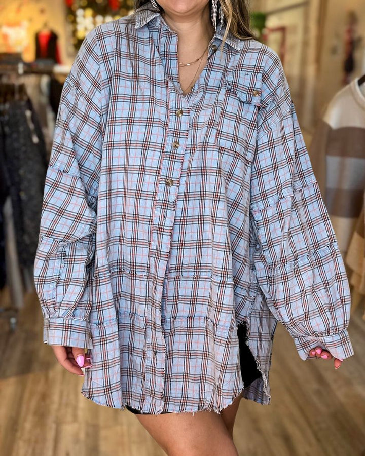 Fashion Loose Colorful Plaid Shirt