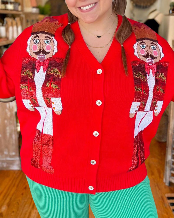 Christmas Nutcracker Sequin Knit Cardigan