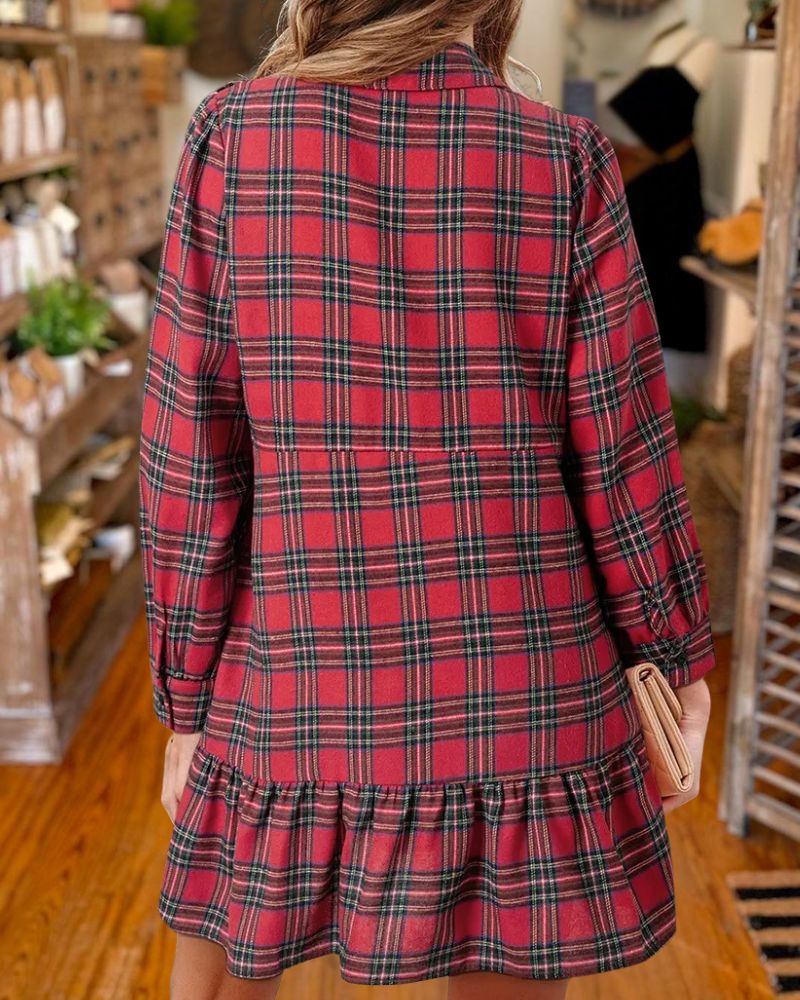 Fashion Plaid High Waist A-Line Mini Dress