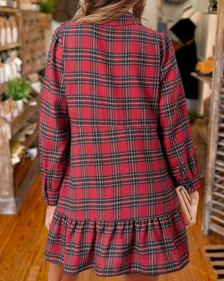 Fashion Plaid High Waist A-Line Mini Dress