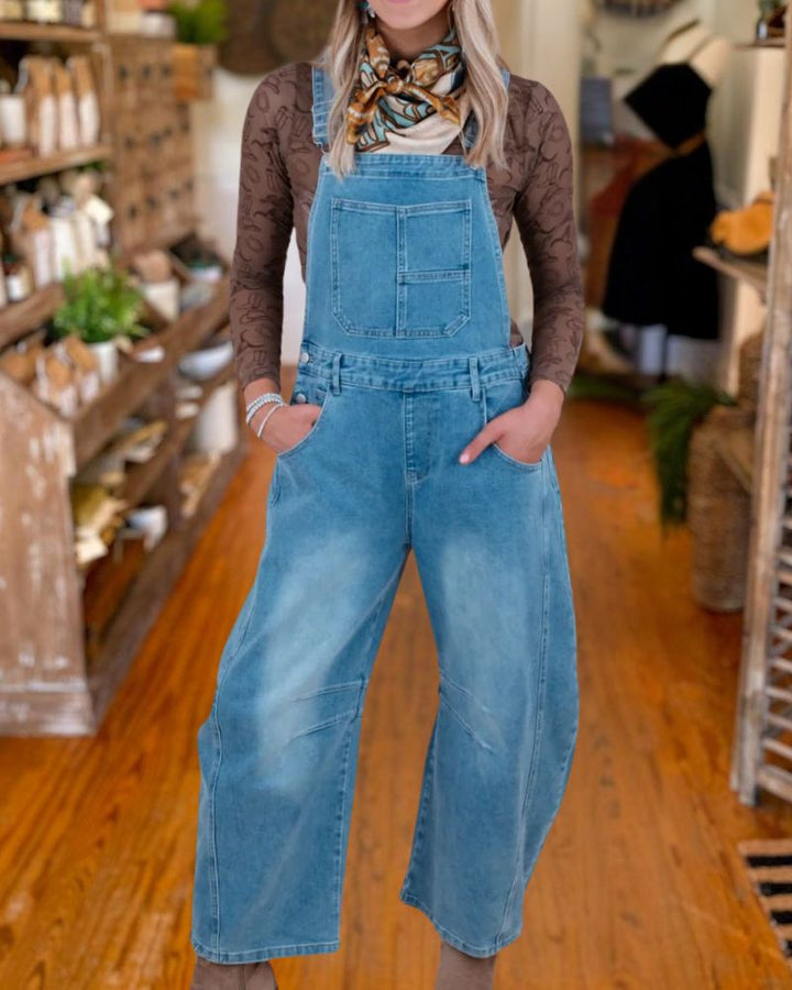 Vintage Loose Straight Cargo Overalls Jeans