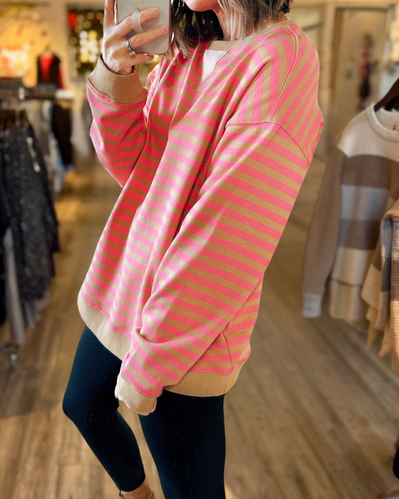Casual Simple Striped Sweatshirt