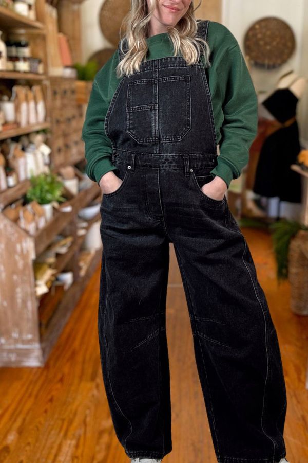 Vintage Loose Straight Cargo Overalls Jeans