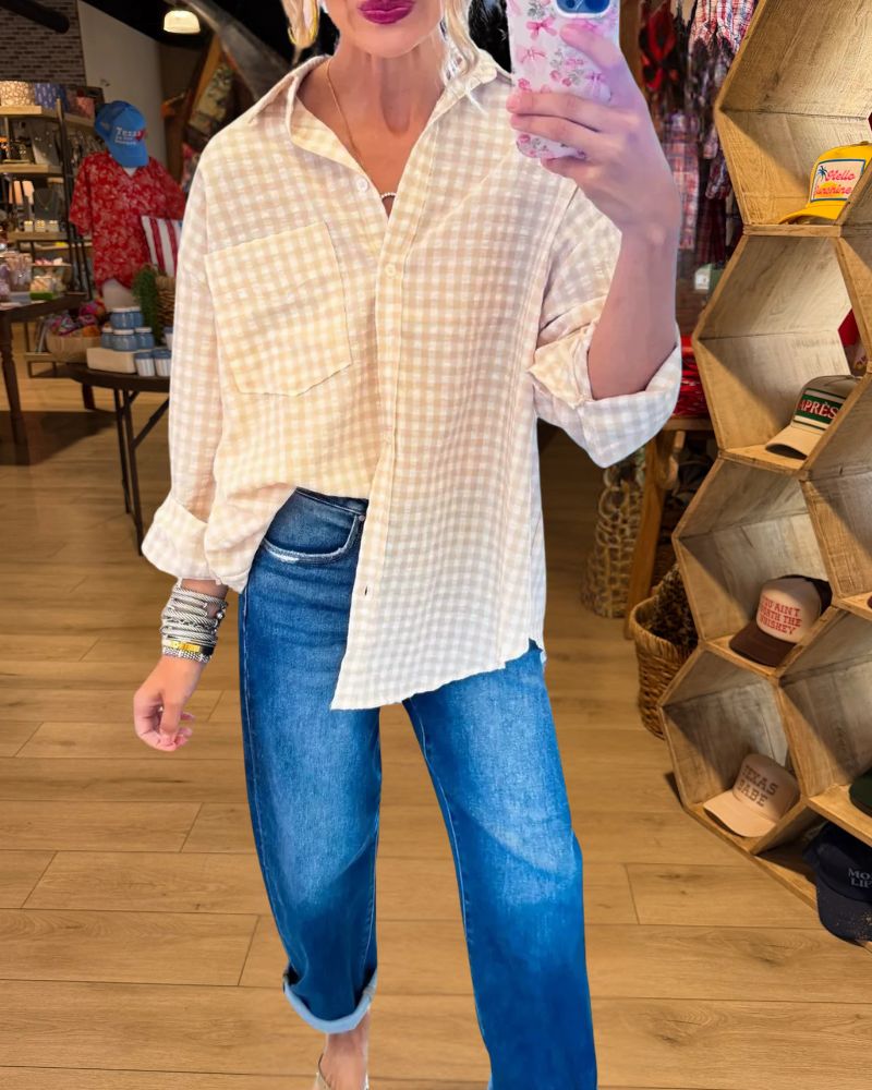 Classic Gingham Relaxed Button Down Shirt 3