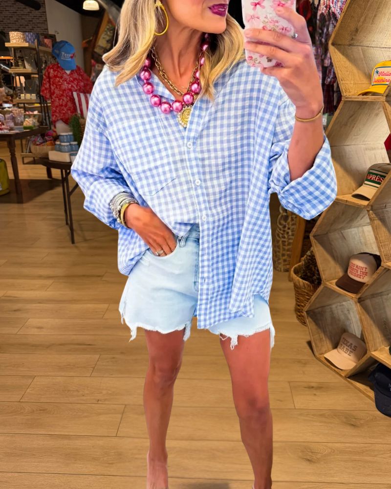 Classic Gingham Relaxed Button Down Shirt 2