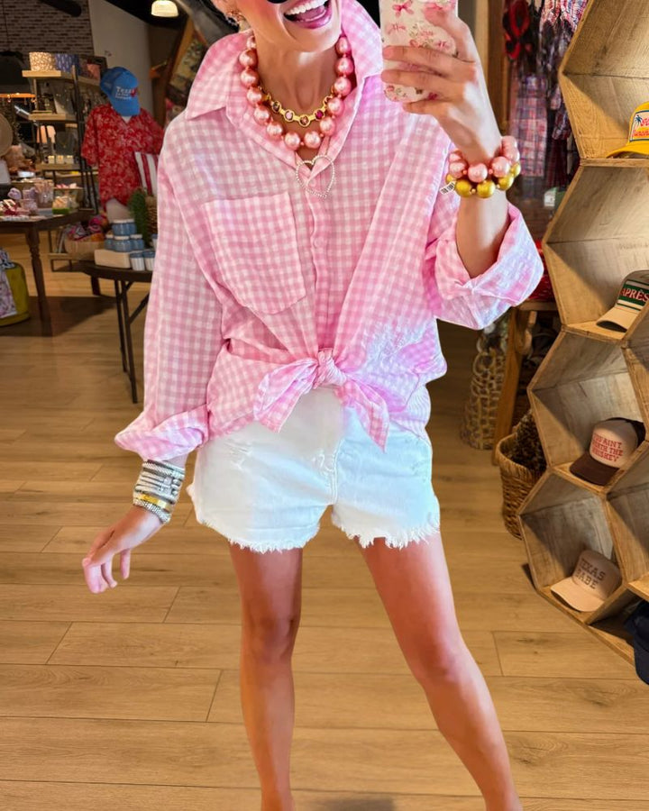 Classic Gingham Relaxed Button Down Shirt 1